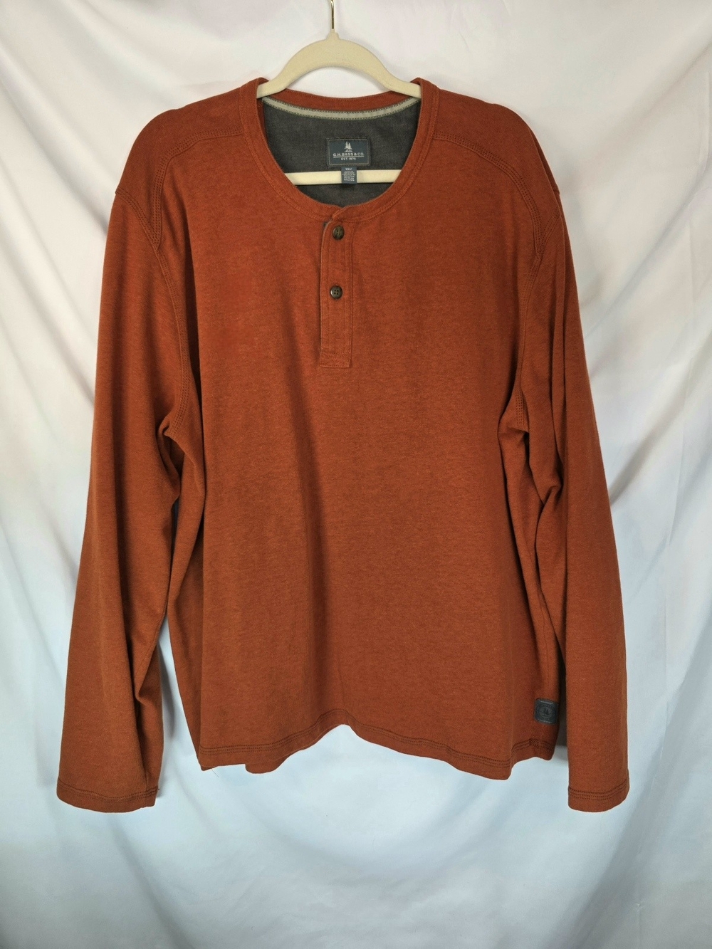 G.H. Bass & Co Men's Heavyweight Warm Long Sleeve Classic Henley Size XXL